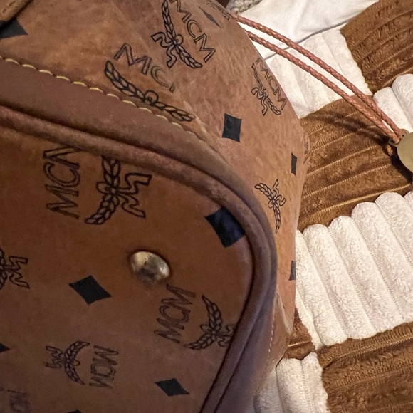MCM Cognac Visetos Drawstring Bucket Bag - Picture 10 of 14